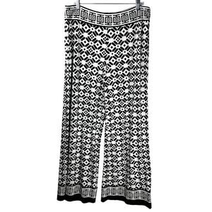 Boston Proper Women Size 18 Wide Leg Geo Boho Prairie Cottage Core Pill On Pant